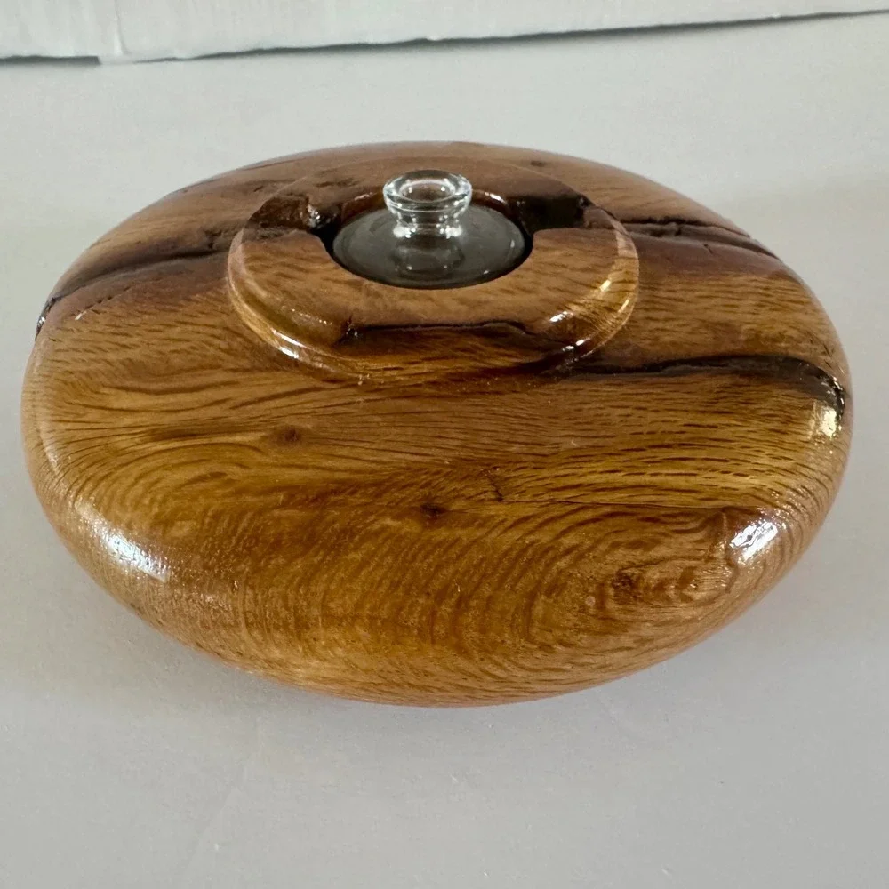 Artisan Signed White Oak Wood Weed Pot Bud Vase Resin Inlay Mexico 1998 Vintage